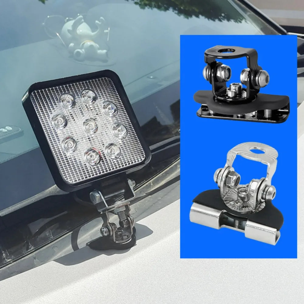 Supports de montage pour une barre lumineuse LED sans perçage, noir et argent.