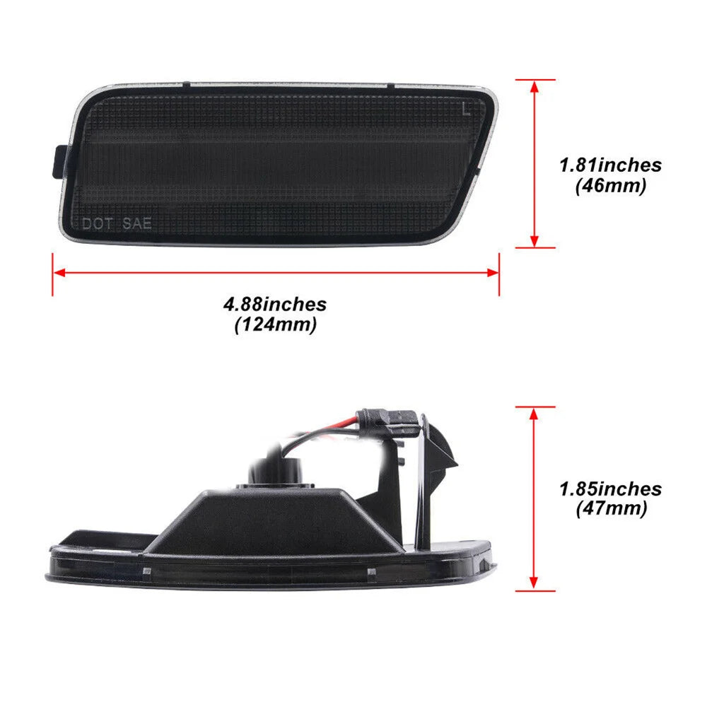 Black LED side marker turn signals for VW MK6 GTI with dimensions 1.81 inches by 4.88 inches.
