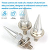 A set of silver M6 license plate screws made from an aluminum alloy and steel mixture.
