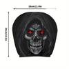 Cubierta protectora para cabezal con calavera negra y ojos rojos brillantes.