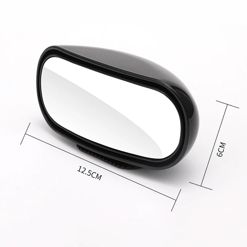 Schwarzer, ovaler 360°-Universal-Rückspiegel für das Auto mit reflektierender Oberfläche.