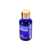 A dark blue bottle with a gold cap containing ceramic coating liquid for car paint protection.