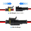Comparison of two wire connectors, showing the difference between a non-merged and a merged version.