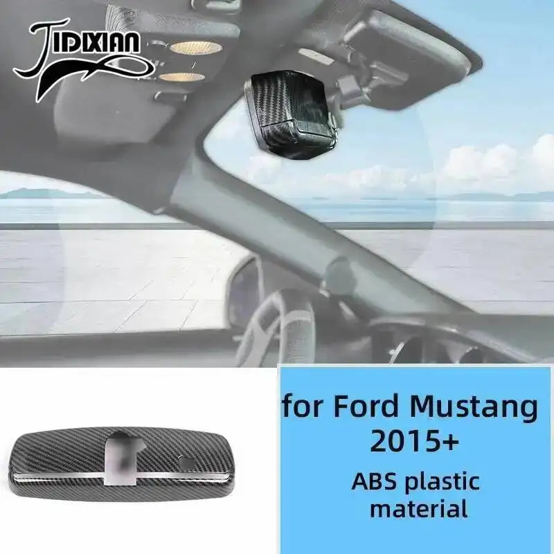 Black carbon fiber ABS plastic interior decoration kit for Ford Mustang 2015 and newer vehicles