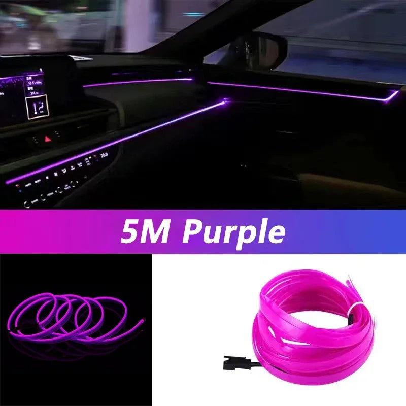Ruban de LED néon violet flexible pour automobile et décoration.