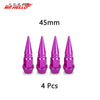 Quatre bouchons de tige de valve en aluminium magenta, 45 mm, pour pneus.