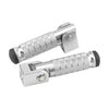 Silver universal motorcycle foot pegs and footrests with textured grips