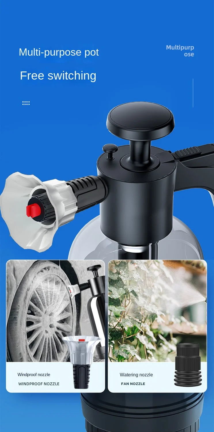 A black multi-purpose pot with a detachable nozzle is shown, demonstrating free switching for various cleaning tasks.