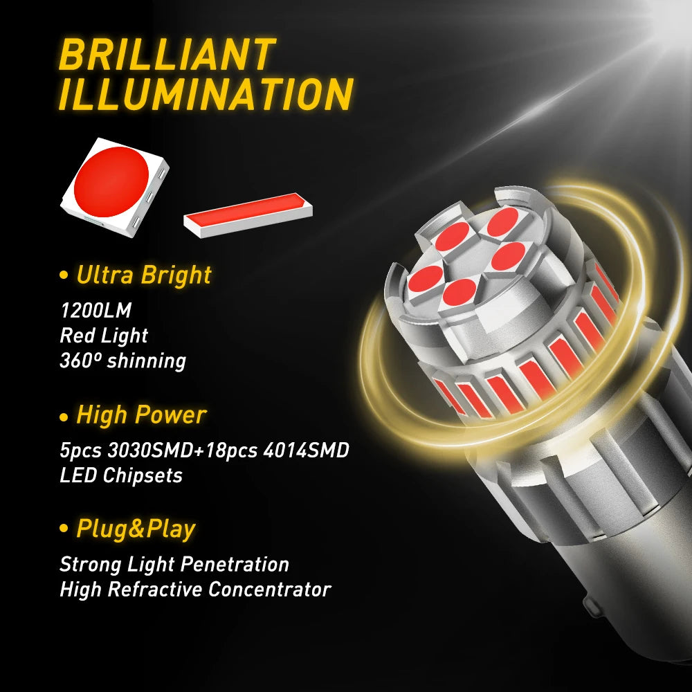 A close-up of an LED light bulb assembly showing brilliant illumination and power features.