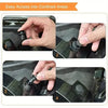 Hands are shown inserting or removing an 8mm plastic rivet fastener into a confined area of a black automotive part.