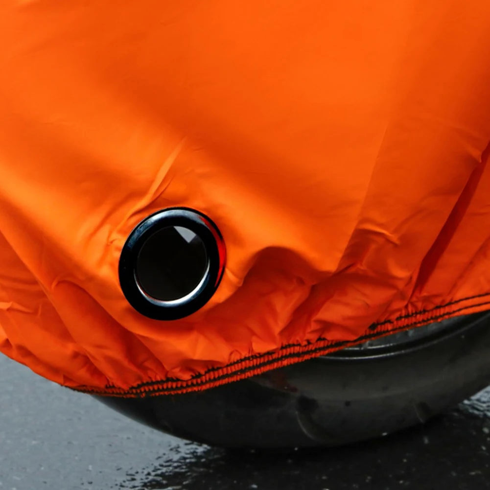 Orange wasserdichte Schutzabdeckung für Motorrad oder Roller mit kreisförmigem Öffnung