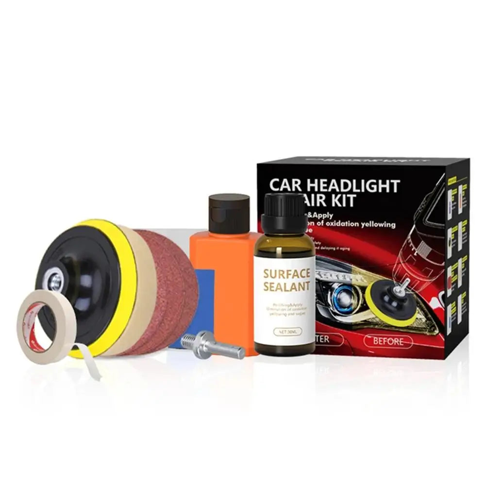 Une boîte contenant un kit d'éclairage de voiture et des composants connexes pour la restauration.