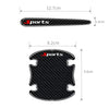 A black sports car door handle scratch protection kit shown in side and top views.