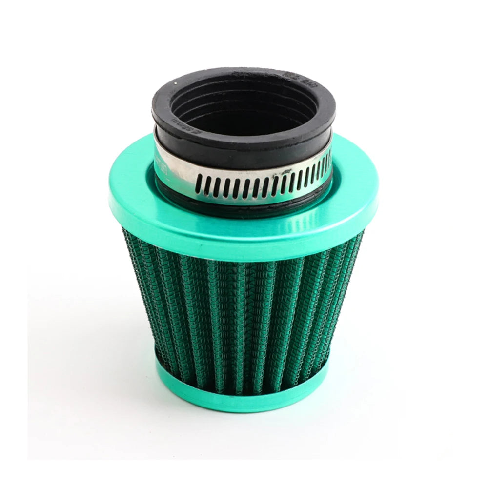 Kit d'admission de filtre à air universel pour moto, avec boîtier vert et élément filtre noir.