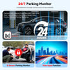 A car is shown with a 24/7 parking monitor system, featuring G-Sensor and time-lapse functions.