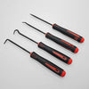 A set of precision oil seal and O-ring removal hooks with black and orange handles.