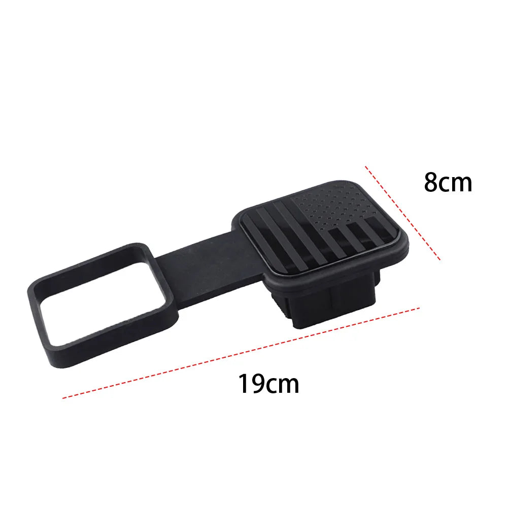 Durable schwarze Anhängerkupplungs-Empfängerabdeckung mit rechteckiger Form und Befestigungsösen.