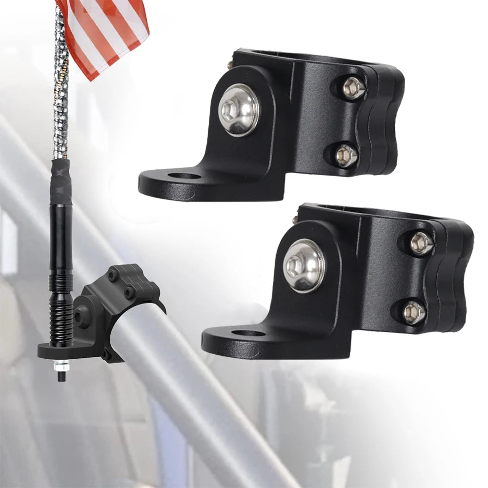 Black UTV LED whip light mount for off-road vehicles shown in detail.