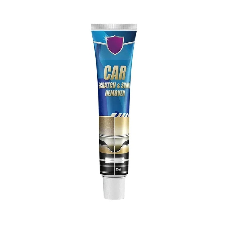 Tube of Car Scratch & Swirl Remover polish with a purple shield logo and gold cap
