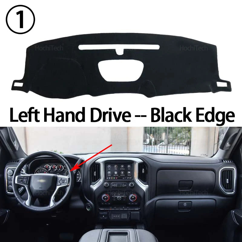 Black edge left hand drive custom dashboard mat for Chevy Silverado/GMC Sierra