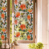 Decorative PVC stained glass window film featuring orange and pink roses on a light green background