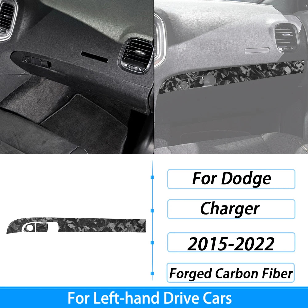 Calcomanías de moldura de fibra de carbono forjada para Dodge Charger de 2015 a 2022 con volante a la izquierda