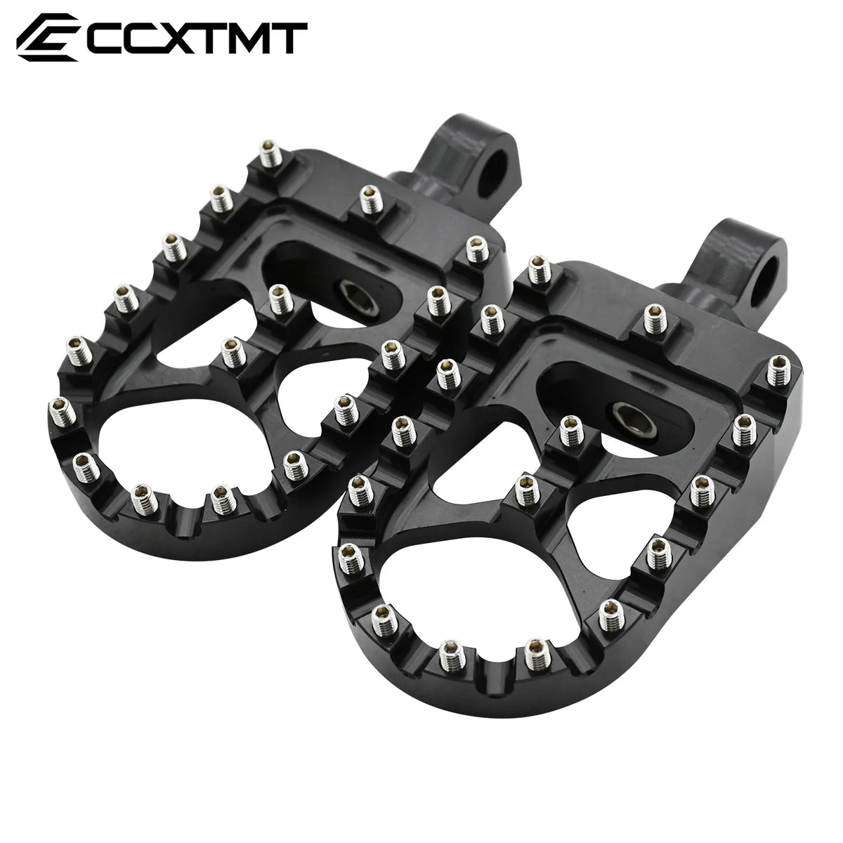 Black 360° rotating wide foot pegs for motorcycles