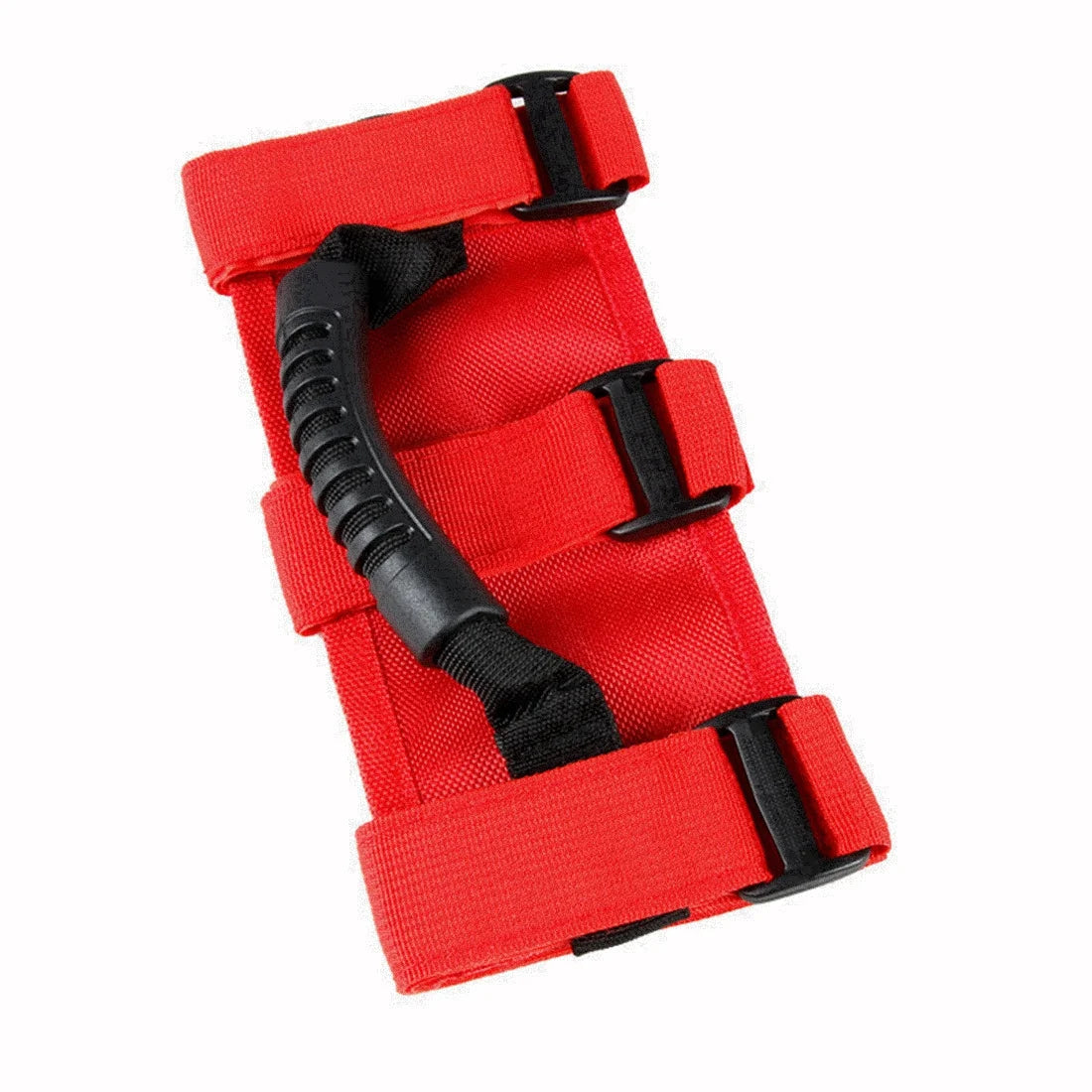 Red durable Oxford roll bar grab handles for a Jeep