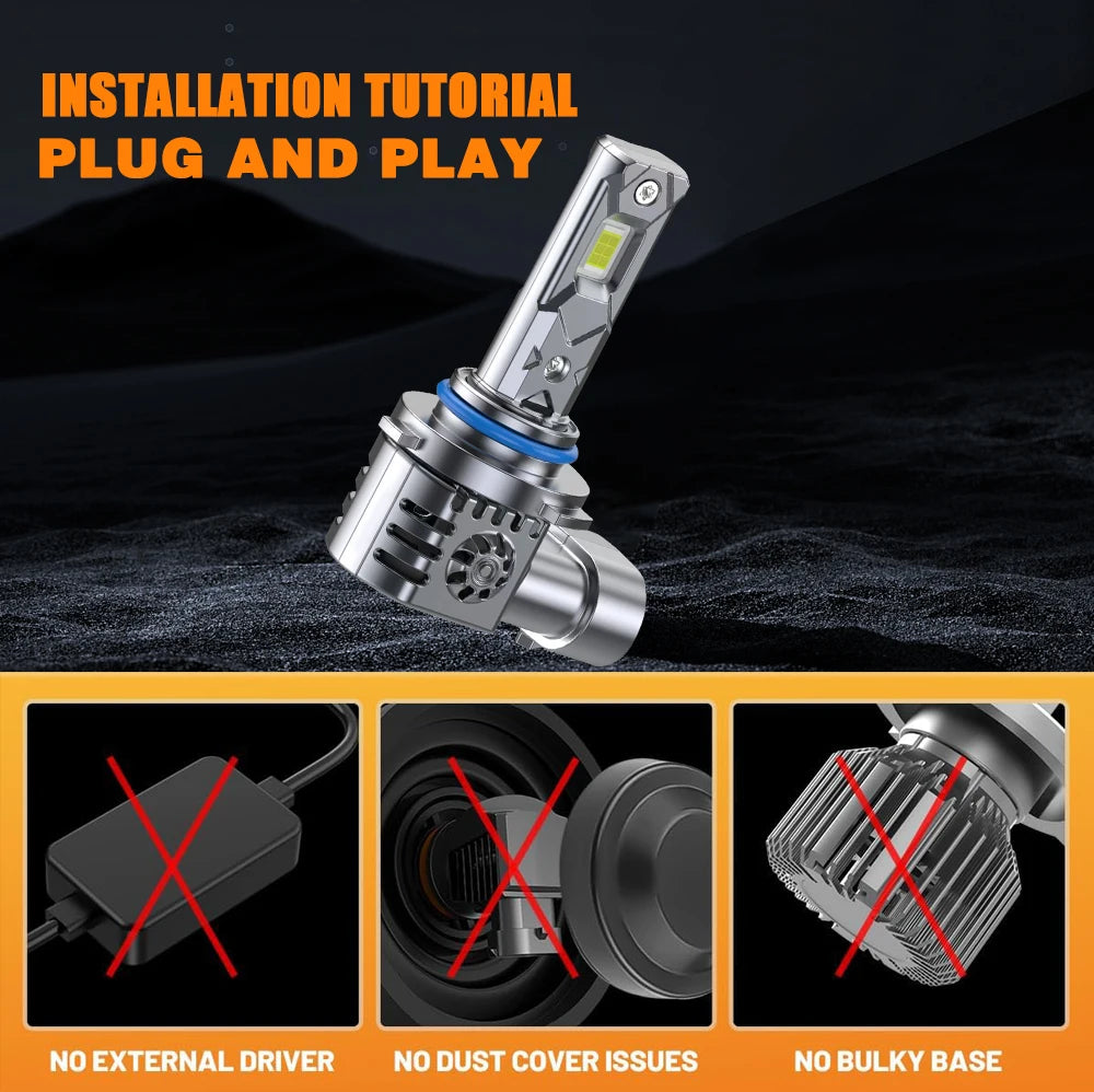 Installation tutorial showing a plug and play LED car headlight bulb assembly.