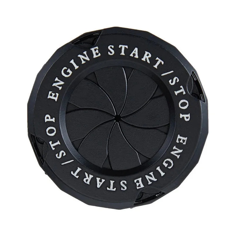 Black decorative ignition cover with engraved text START/STOP ENGINE START/STOP