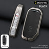 A black single key shell with silver accents shown next to a 5-button version.