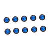 A set of eight round blue LED side marker lights for trucks, trailers, and RVs.