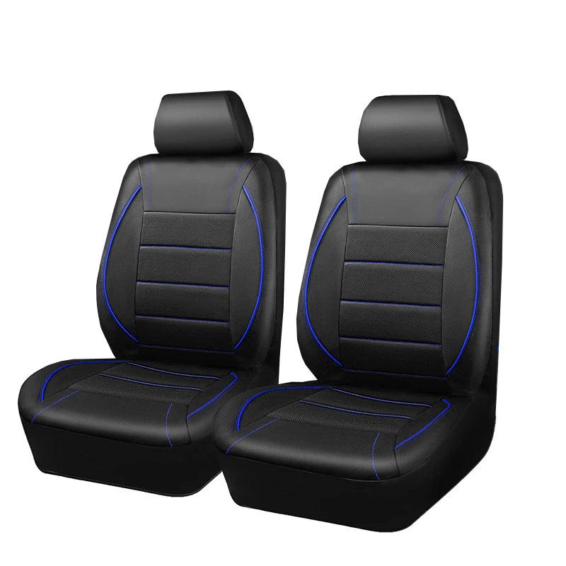 Black PU leather car seat covers for SUVs shown in a side view.