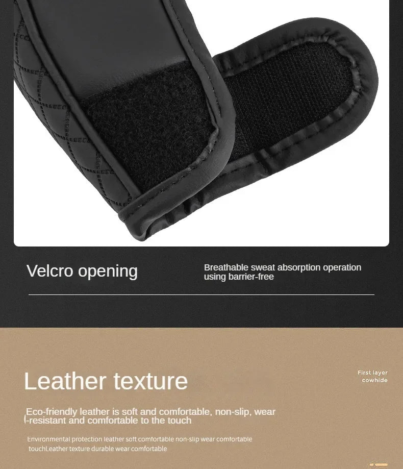 Cache de levier en cuir noir avec ouverture Velcro et propriétés d'absorption de la sueur