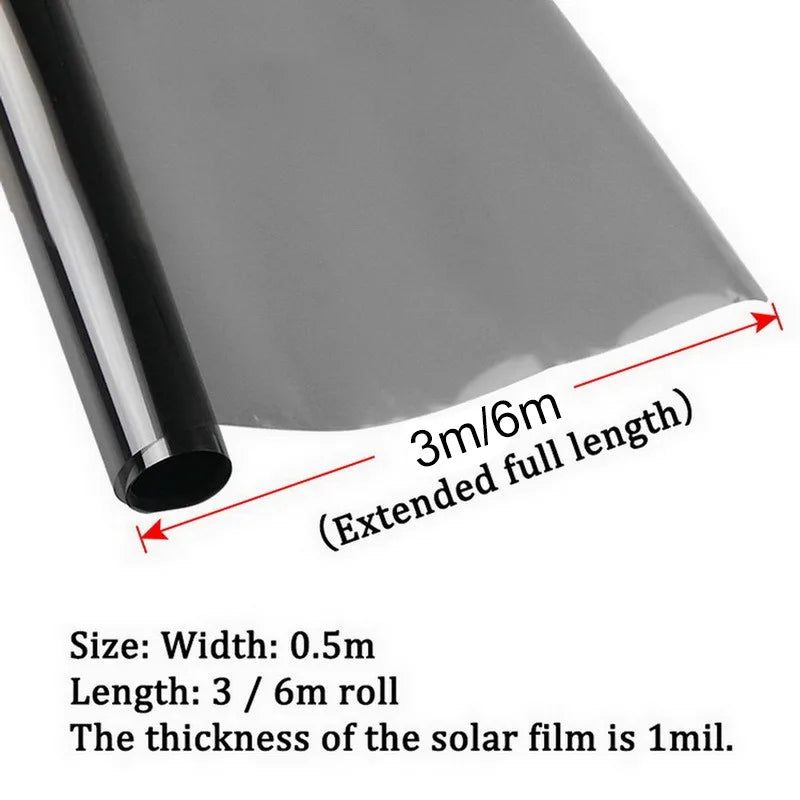 Rollo de película solar de 1000 micras con un ancho de 0.5m y una longitud extendida de 3 a 6 metros.