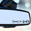 A close-up shot of a faith heart vinyl decal applied to a vehicle window.