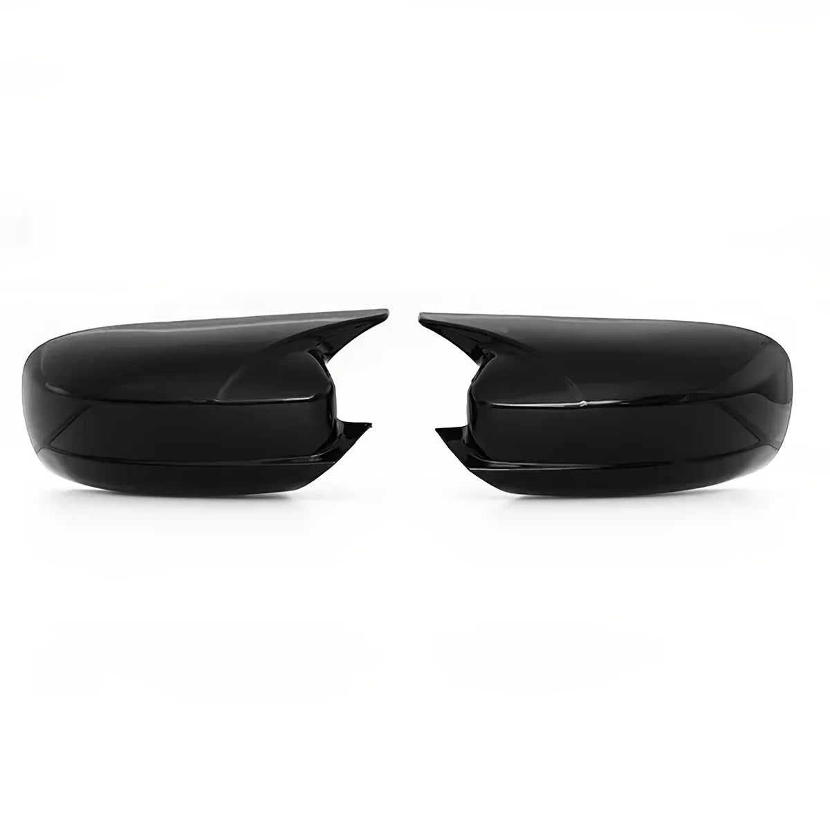Glossy black rearview mirror wing trim for Dodge and Chrysler vehicles.