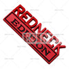 A 3D redneck style chrome car emblem decal with the word REDNECK.