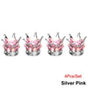 Set of four silver pink diamond rhinestone tire valve caps