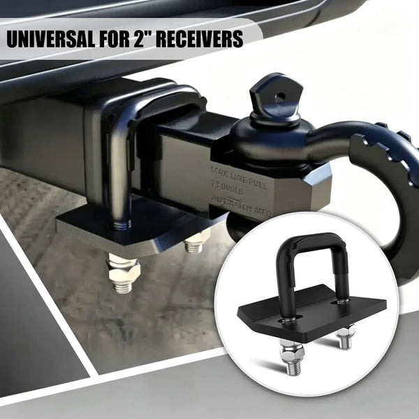 A black heavy duty trailer hitch rattle stabilizer clamp designed for universal use with 2 inch receivers.