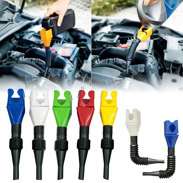 A set of colorful foldable refueling funnels for car and motorcycle, shown in various colors.