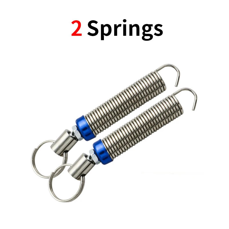 Two stainless steel springs used for an automatic car trunk lid lifter.