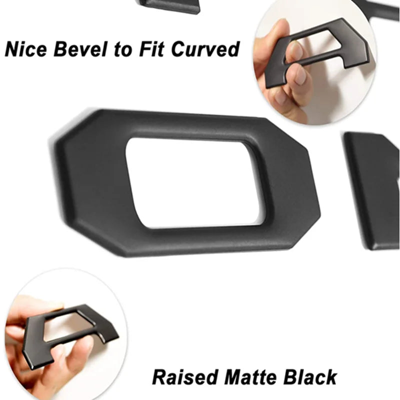 Raised matte black bevel to fit curved 3D letter cover emblem for Toyota Tacoma tailgate