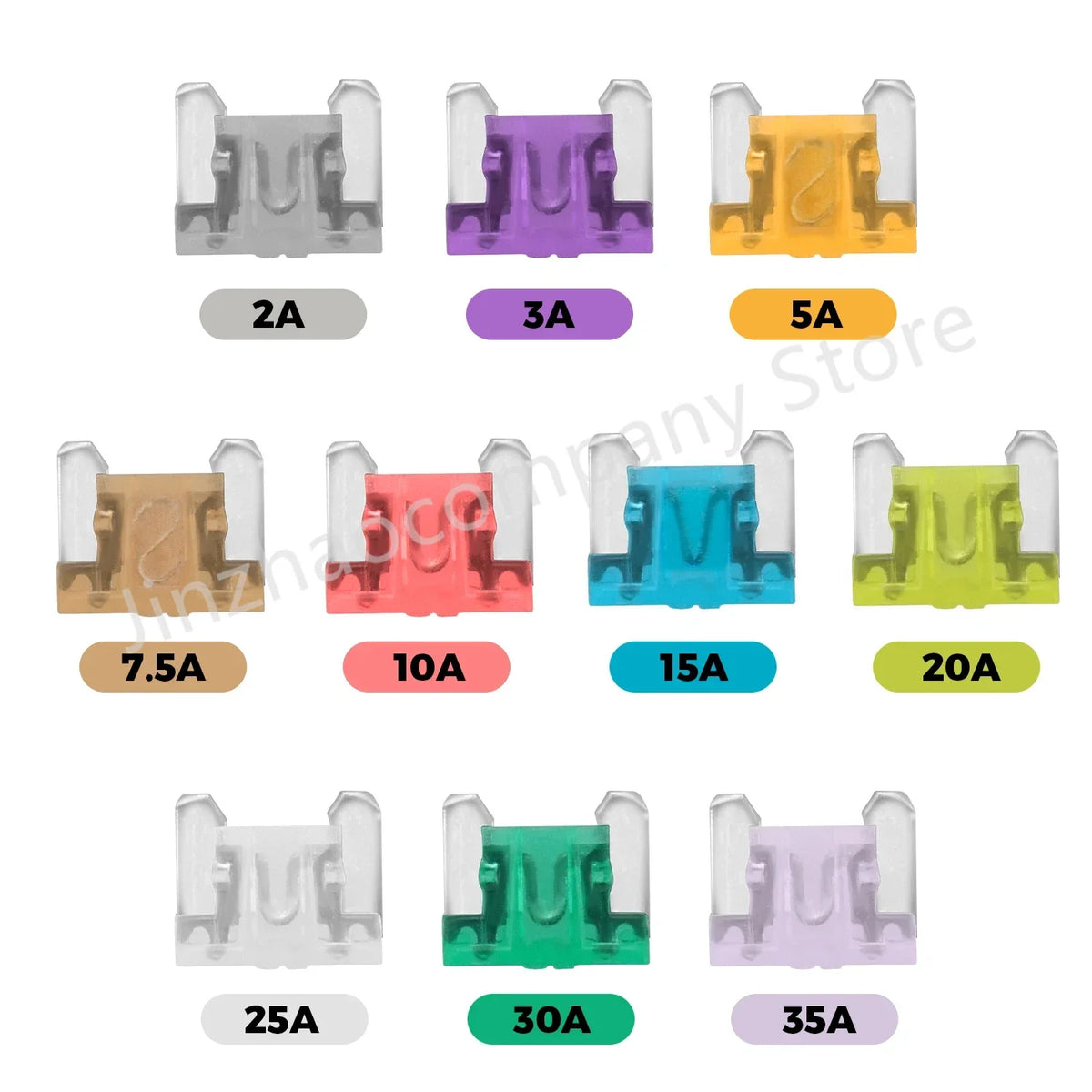 Assortment kit of automotive micro fuses in various colors and amperages, including 2A to 35A.