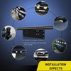 Diagram showing installation effects of a high-intensity LED light bar for off-road vehicles on various vehicle front lights.
