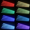 Acht Reihen von RGB-Ambientescheinwerferstreifen mit verschiedenen Farben wie rot, grün, blau und lila.