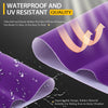 Purple waterproof and UV resistant seat cover material with water droplets visible