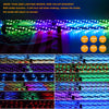 Close-up view of a 3FT RGB LED whip light displaying various color gradients and modes.