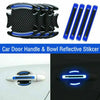 Set of car door handle and bowl reflective stickers in black and blue