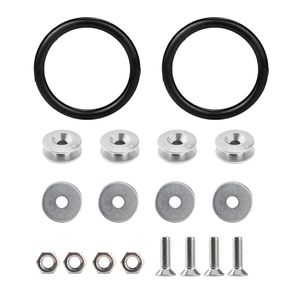 Set of black billet aluminum quick release fasteners for bumpers and panels